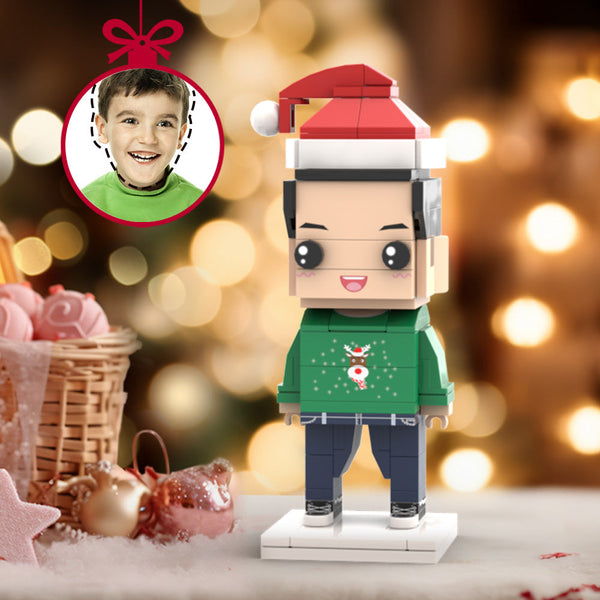 Christmas Gifts Custom Head Brick Figures Personalized Christmas Elk Boy Brick Figures Small Particle Block Toy