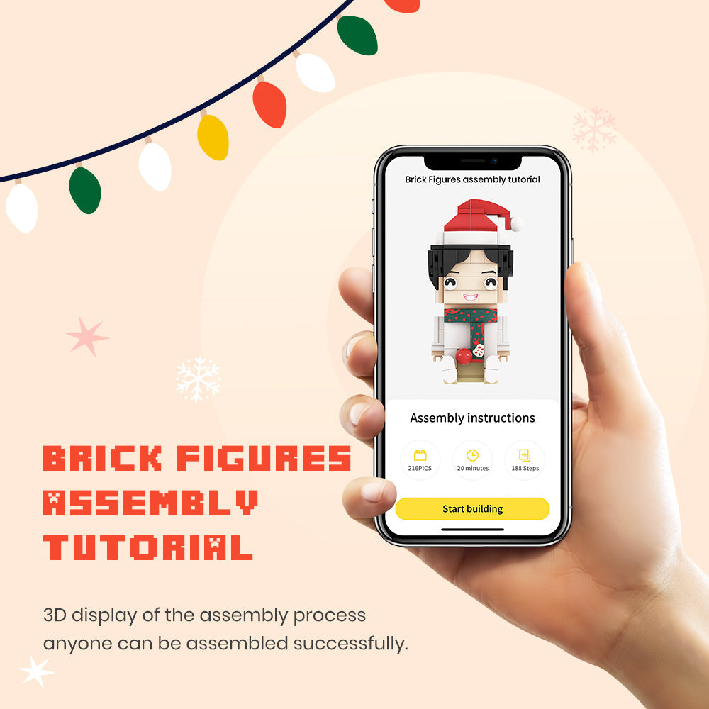 Customizable Full Body Brick Figures with Cat Personalized Universal Interlocking Toy Set, Christmas Gift to Remember