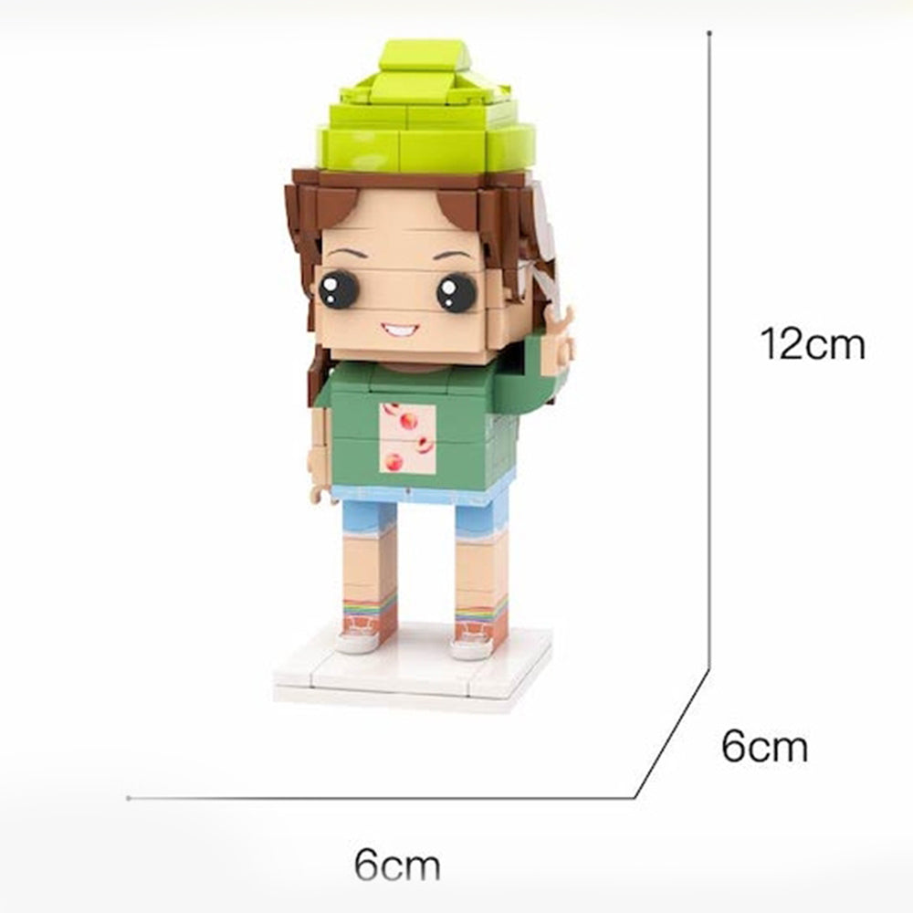 Customizable Full-Body Brick Figure - Girl Edition Unique Christmas Gift for Girlfriend