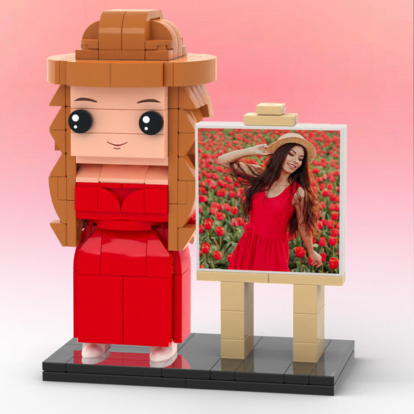 Personalized Full Body Custom Brick Figures with Frame Unique Gift for Her Custom Interlocking Toy