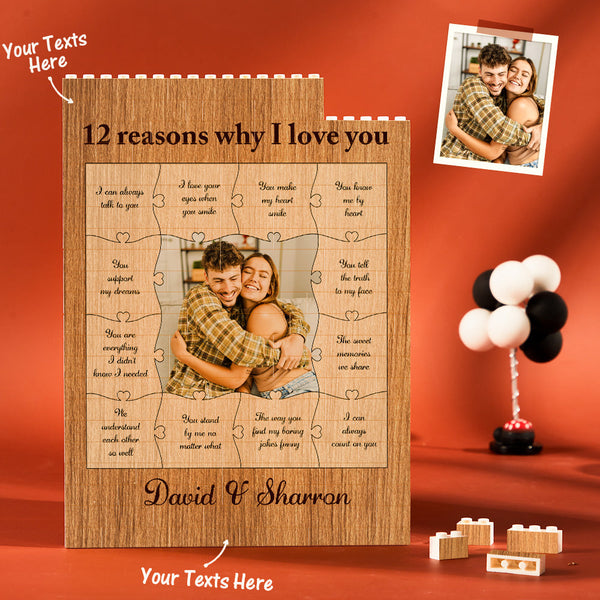 Gifts for Her/Him 12 Reasons Why I Love You Personalised Photo Building Block