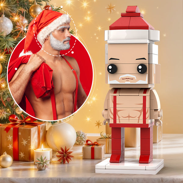 Unique Christmas Gift for Men: Custom Head Hot Body Santa Claus Toy & Personalized Brick Figures