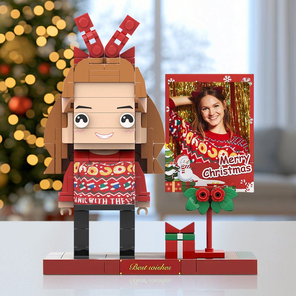 Full Body Christmas Brick Figures For Girls 1 Person Themed Brick Figures with Photo Frame Small Particle Block Toy