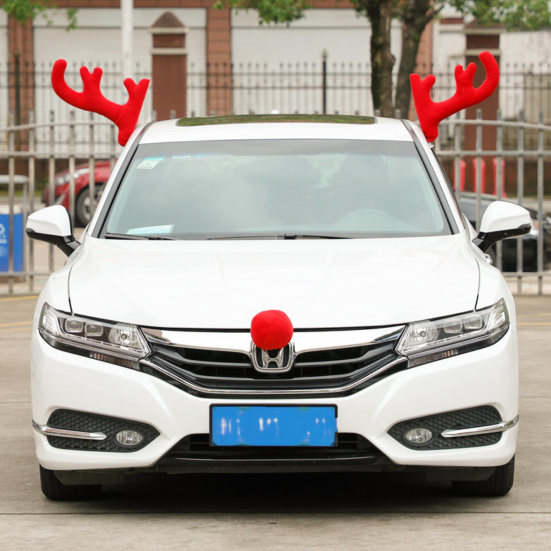 20% OFF THE 2ND Light-Up Reindeer Antlers & Nose for Cars – Festive Car Decorations with LED Lights and Ears, 3 Lighting Modes for SUV, Van, Truck – Rudolph Red Nose Christmas Car Accessories