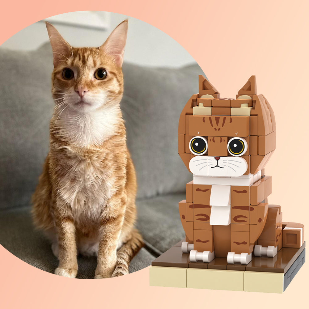 Fully Customizable Cat Brick Figure Personalized 1 Cat Photo Custom Cat Only