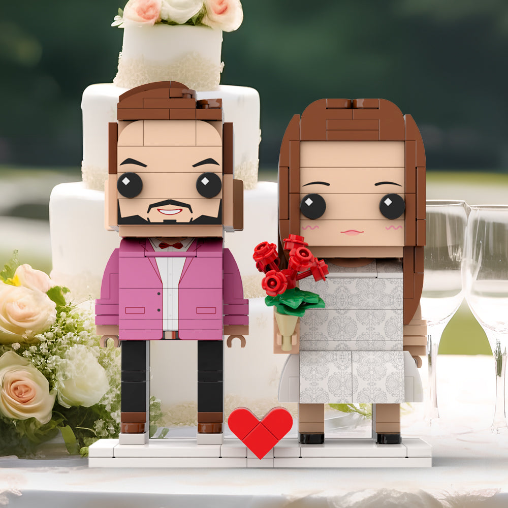 Personalized Couple Gift Full Body Customizable 2-Person Brick Figures - Interlocking Plastic Toy, Perfect Christmas Gift for Love Birds