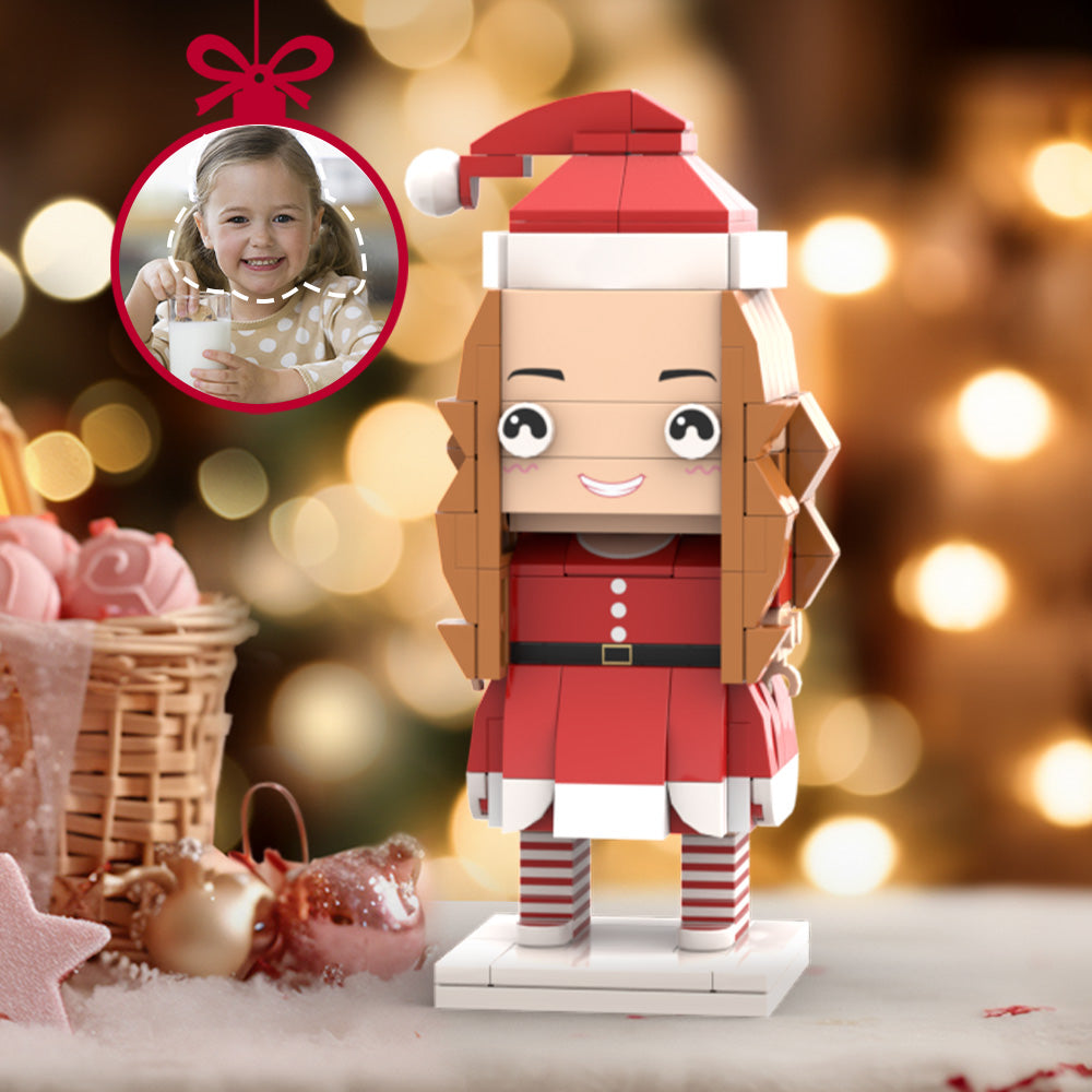 Christmas Gifts for Her Custom Head Brick Figures Personalized Christmas Dress Girl Brick Figures Small Particle Block Toy