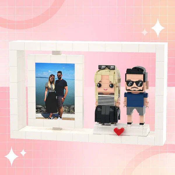 Full Body Customizable 2 People Photo Frame Personalized Interlocking Plastic Toy Travel Souvenirs Custom Brick Figures Small Particle Block Brick Me Figures