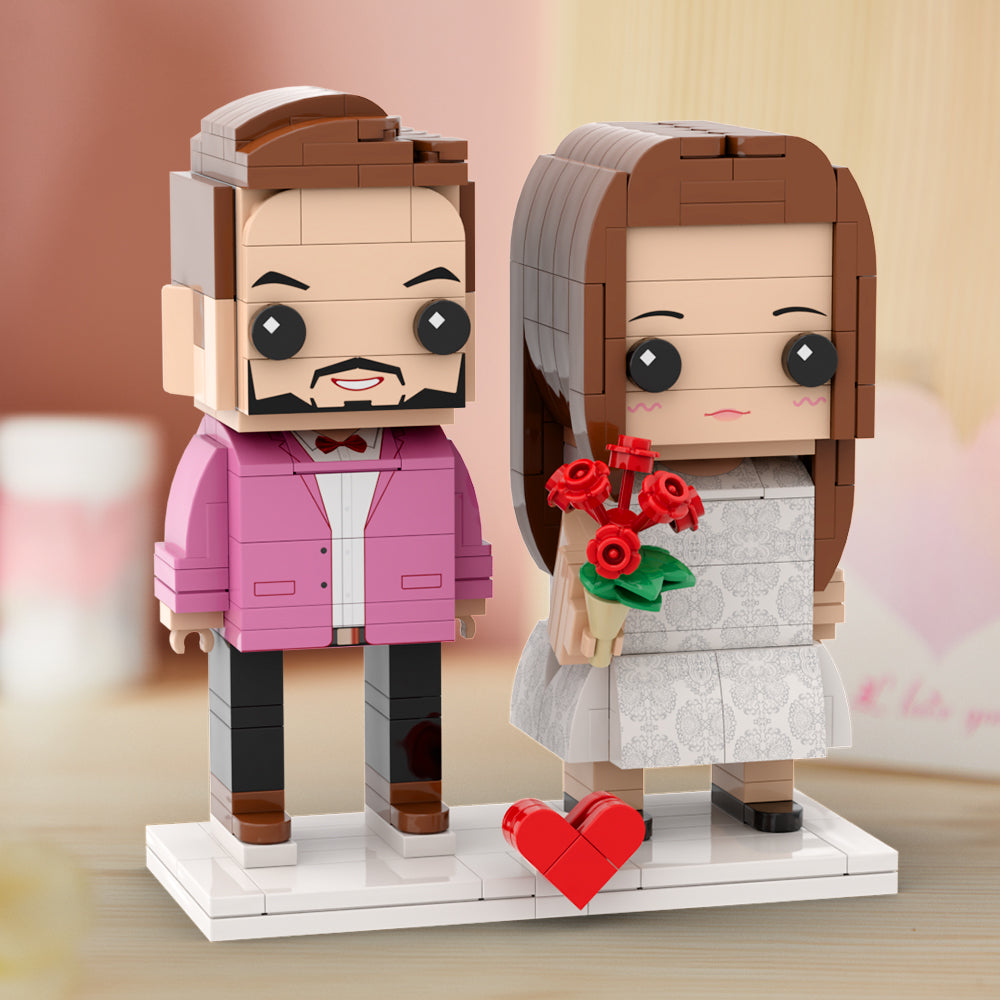 Personalized Couple Gift Full Body Customizable 2-Person Brick Figures - Interlocking Plastic Toy, Perfect Christmas Gift for Love Birds