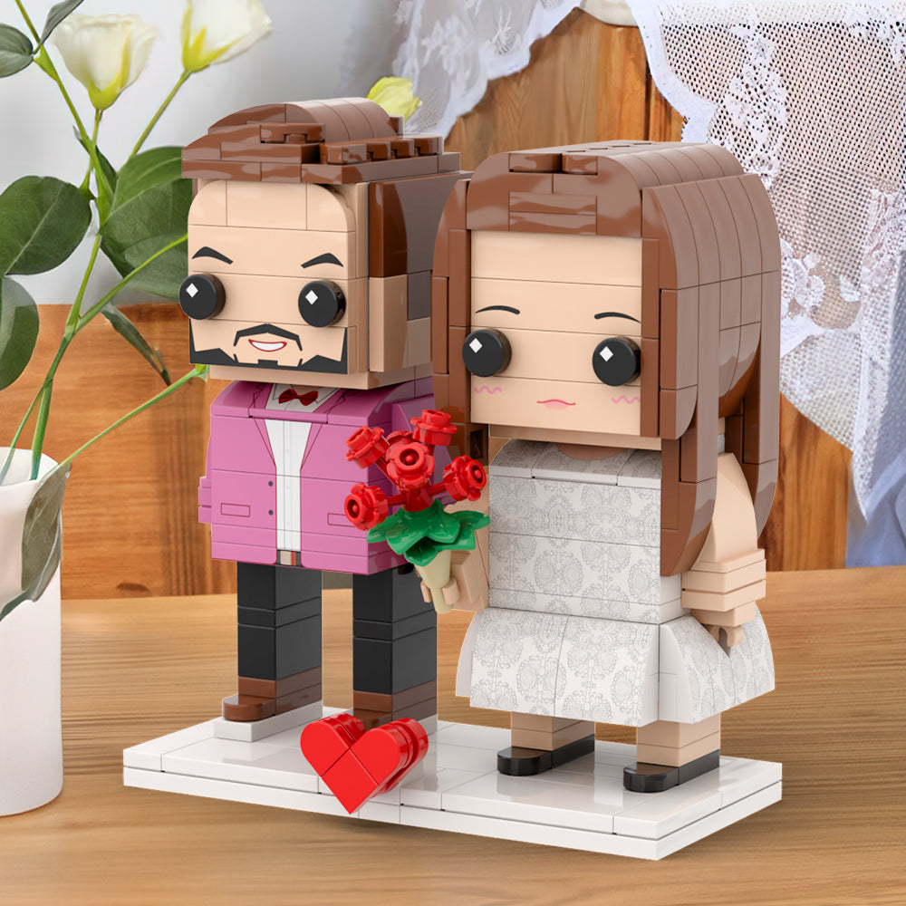 Personalized Couple Gift Full Body Customizable 2-Person Brick Figures - Interlocking Plastic Toy, Perfect Christmas Gift for Love Birds