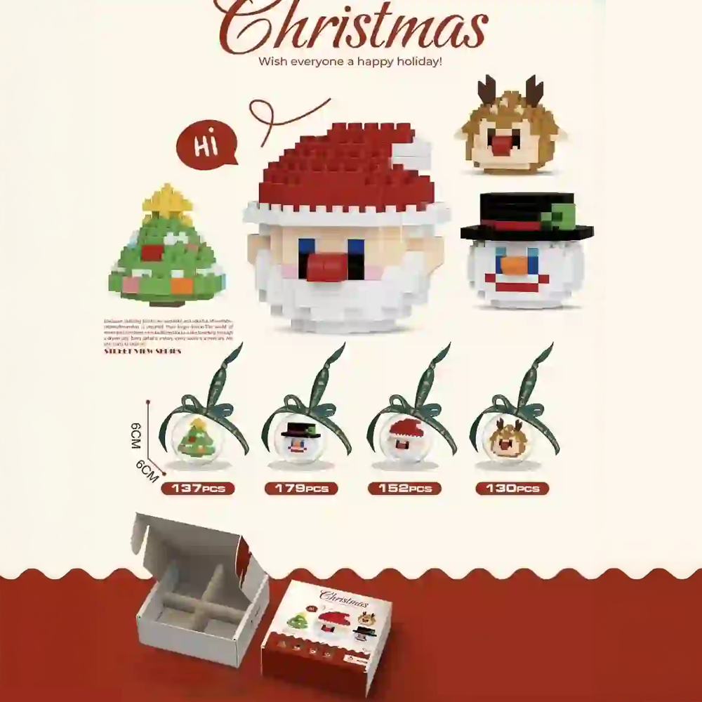 Classic Christmas Building Block Ornaments for Grandparents to Cherish