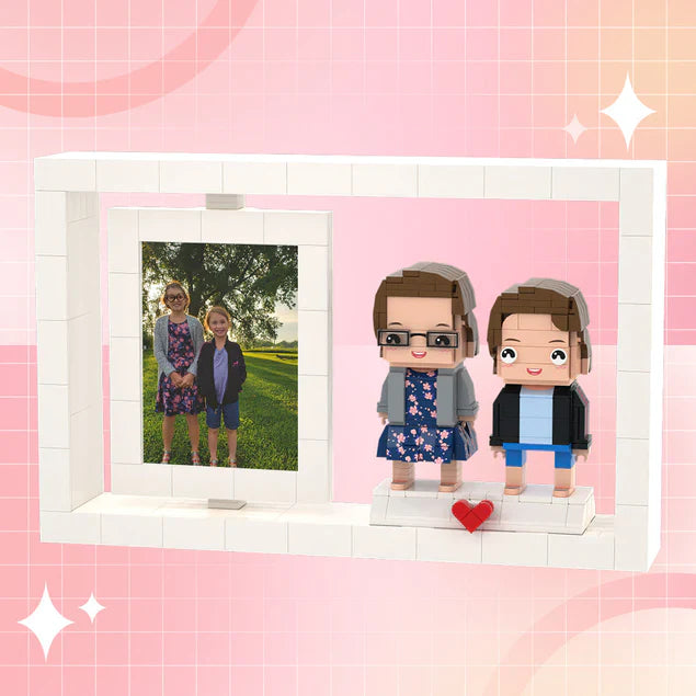 Full Body Customizable 2 People Photo Frame Personalized Interlocking Plastic Toy Best Sisters Custom Brick Figures Small Particle Block Brick Me Figures Home Decoration