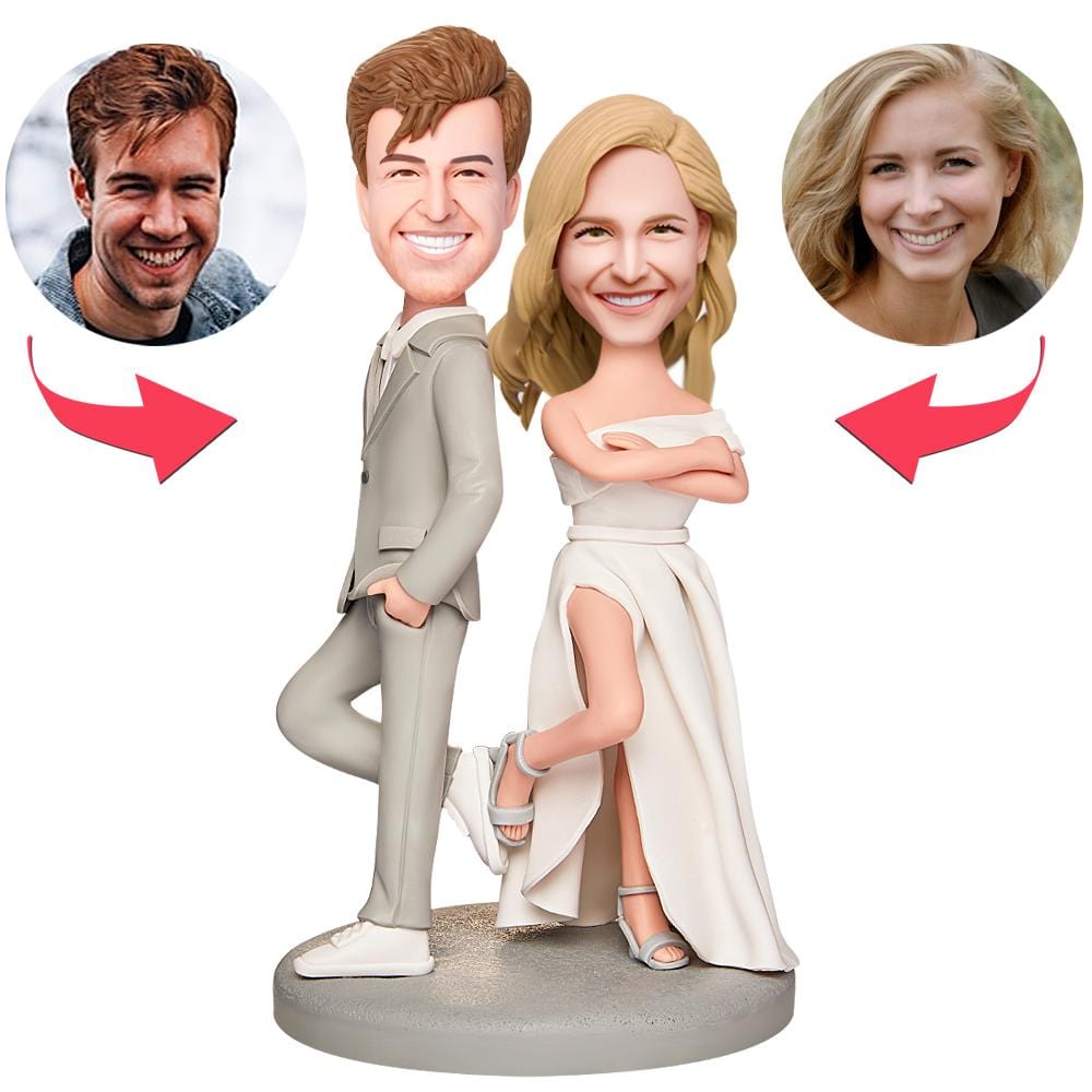 Custom Wedding Bobbleheads with Engraved Text Personalized Wedding Gifts - Husband and Wife Partner