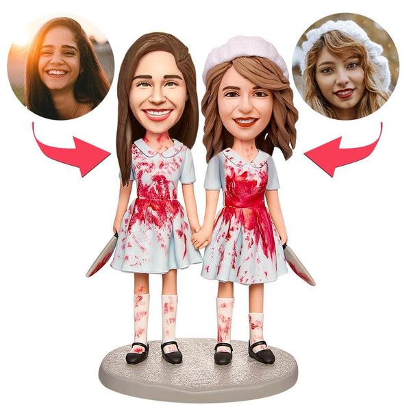 Personalized Bobblehead Halloween Gifts Twins Holding Hands