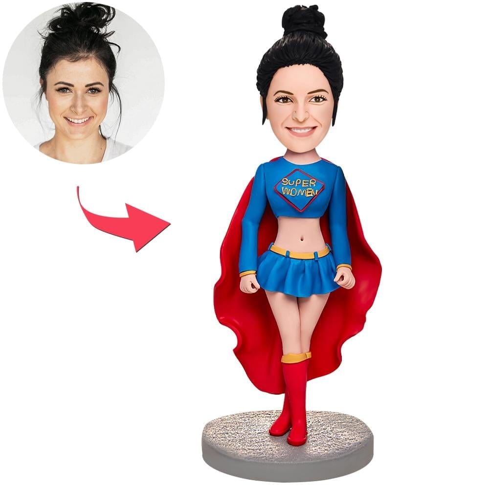 Custom Bobblehead Sexy Superman Girl With Engraved Text Anniversary Gifts Mothers Day Gifts