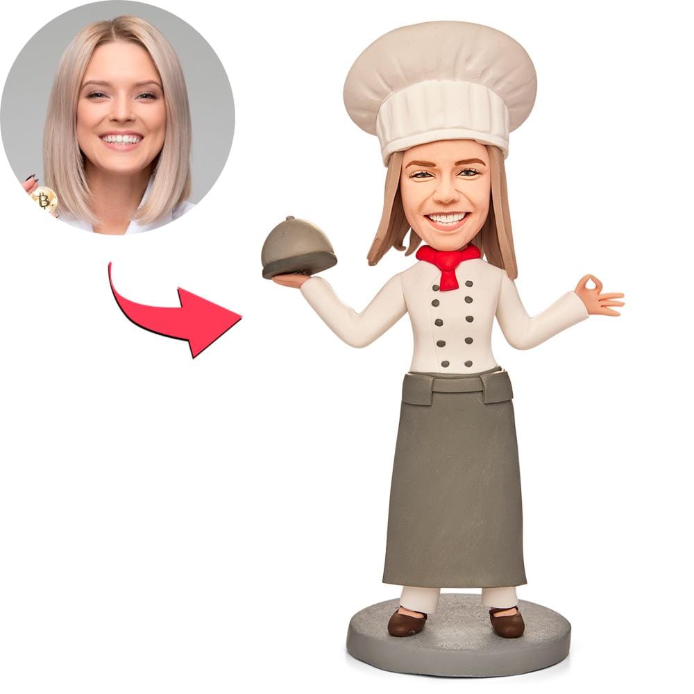 Personalized Female Chef Bobble Head With Engraved Text Gifts for Chef Personalized Best Friend Gifts Birthday Gifts Graduation Gifts