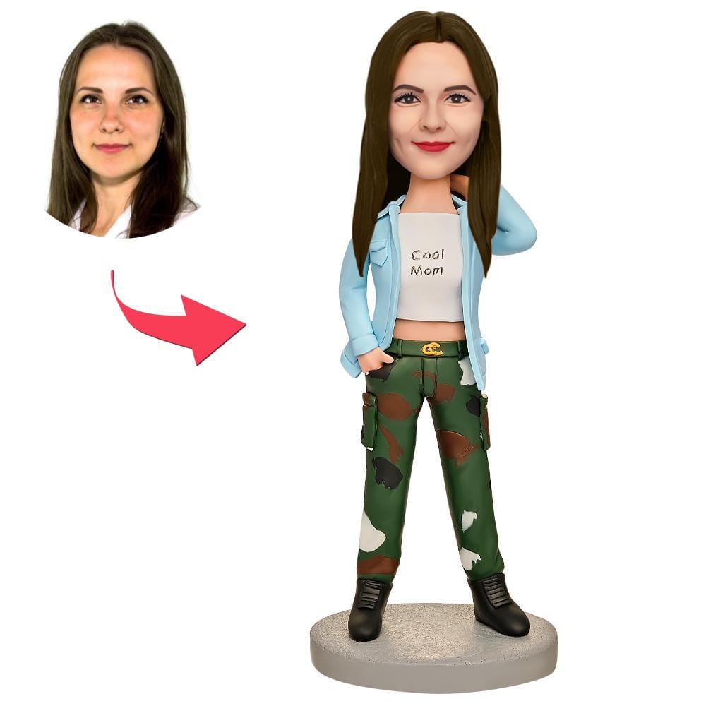 Custom Bobblehead with Engraved Text Mother's Day Gift - Cool Mom