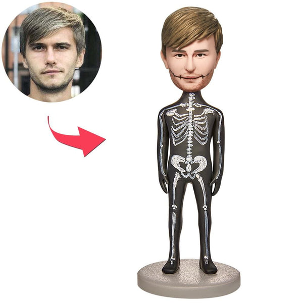 Custom Bobblehead with Engraved Text Halloween Gifts for Him Skeleton Cosplay