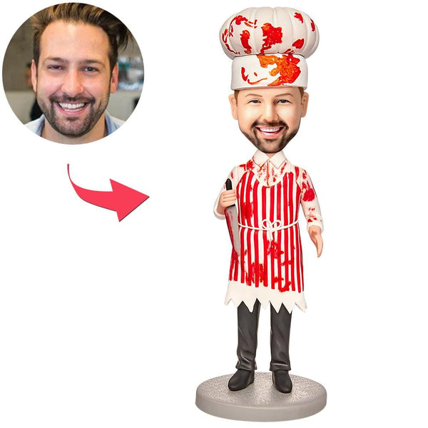 Custom Bobblehead with Engraved Text Halloween Gifts for Male Creepy Chef