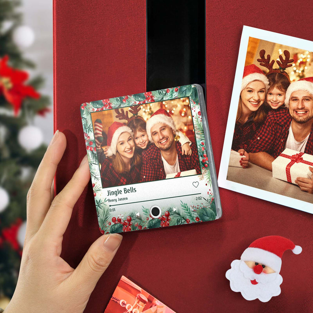 Personalized Christmas Family Photo Music Fridge Magnet Custom Music Magnets Can Play Songs Christmas Gifts for Family