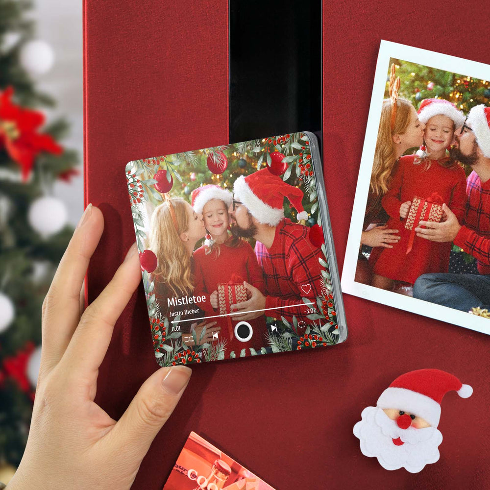 Personalized Christmas Family Photo Music Fridge Magnet Custom Music Magnets Can Play Songs Christmas Gifts for Family