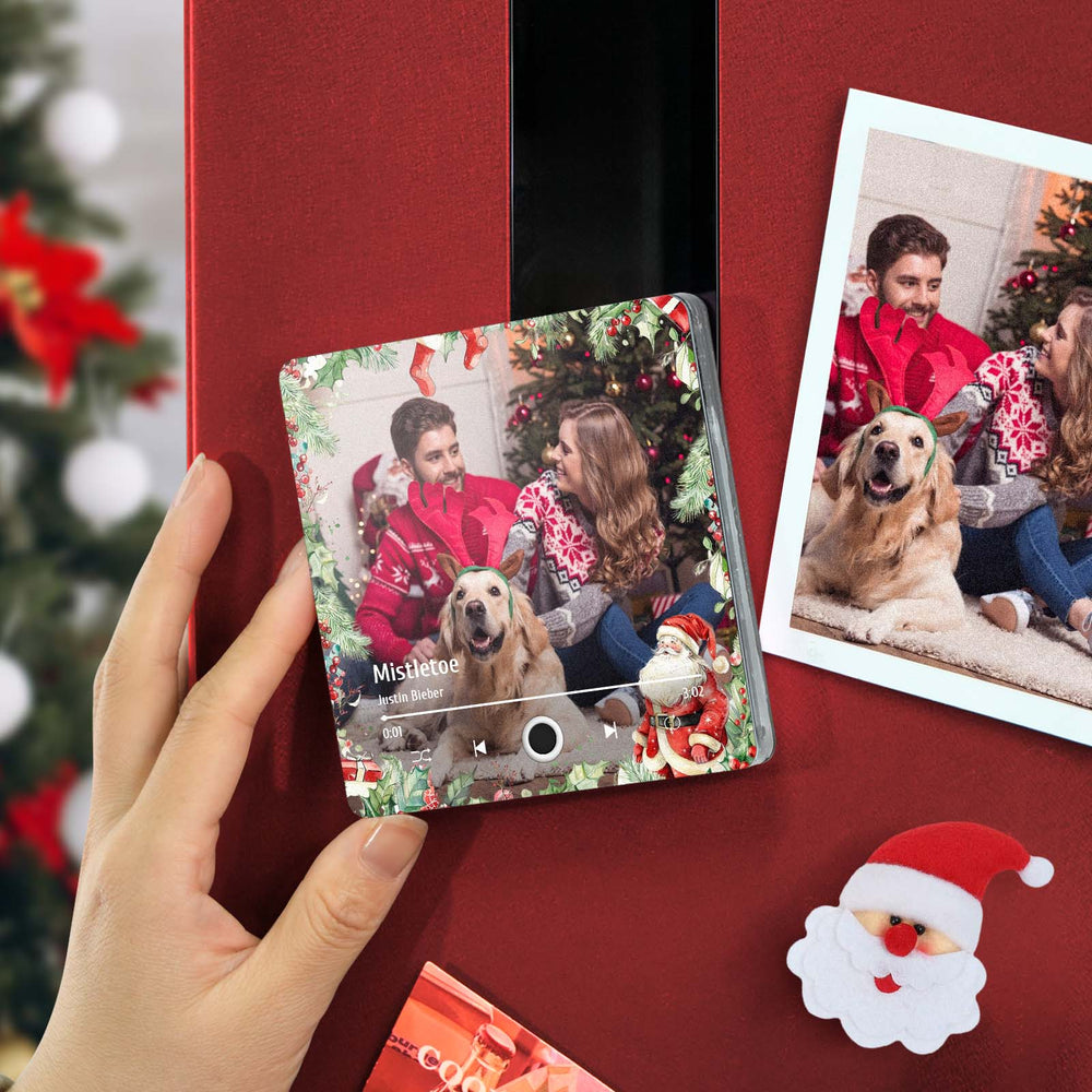 Personalized Christmas Family Photo Music Fridge Magnet Custom Music Magnets Can Play Songs Christmas Gifts for Family