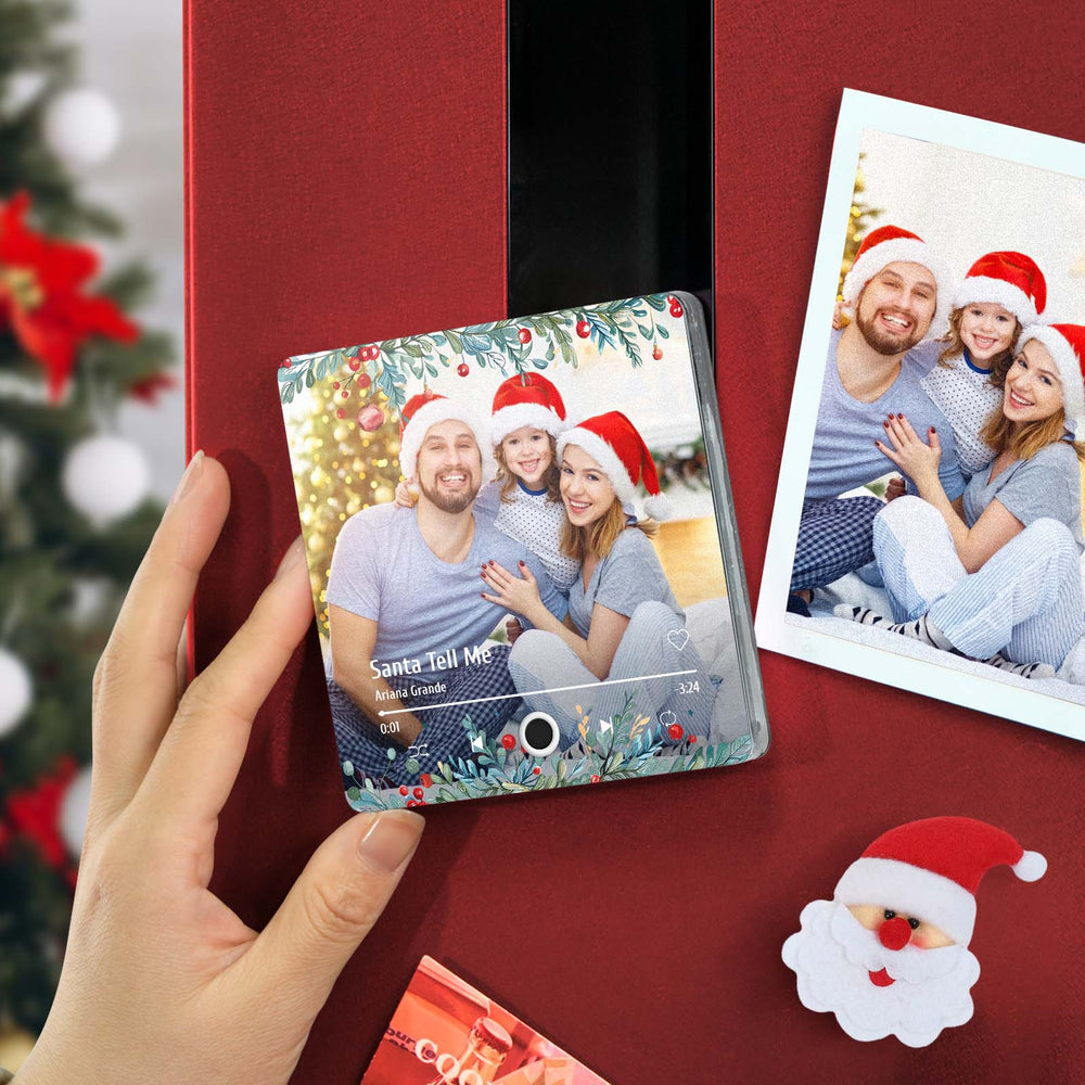 Personalized Christmas Family Photo Music Fridge Magnet Custom Music Magnets Can Play Songs Christmas Gifts for Family