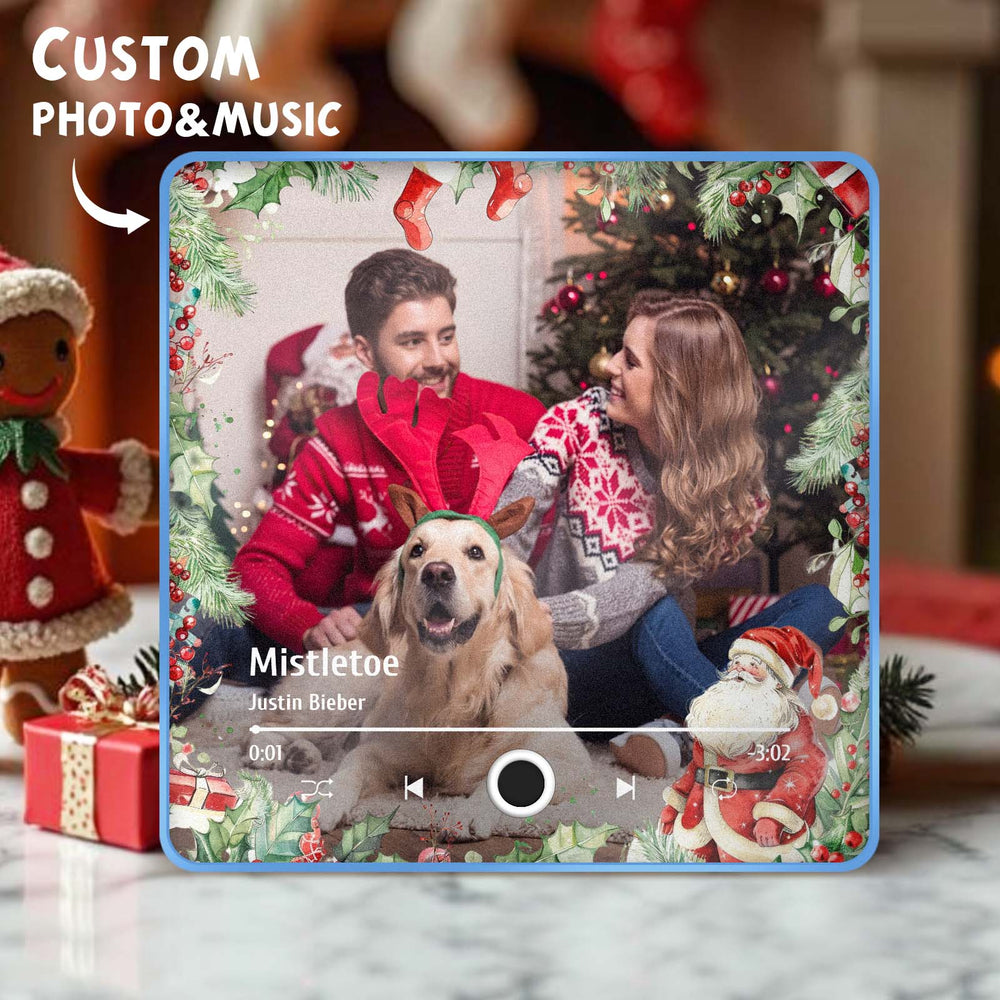 Personalized Christmas Family Photo Music Fridge Magnet Custom Music Magnets Can Play Songs Christmas Gifts for Family