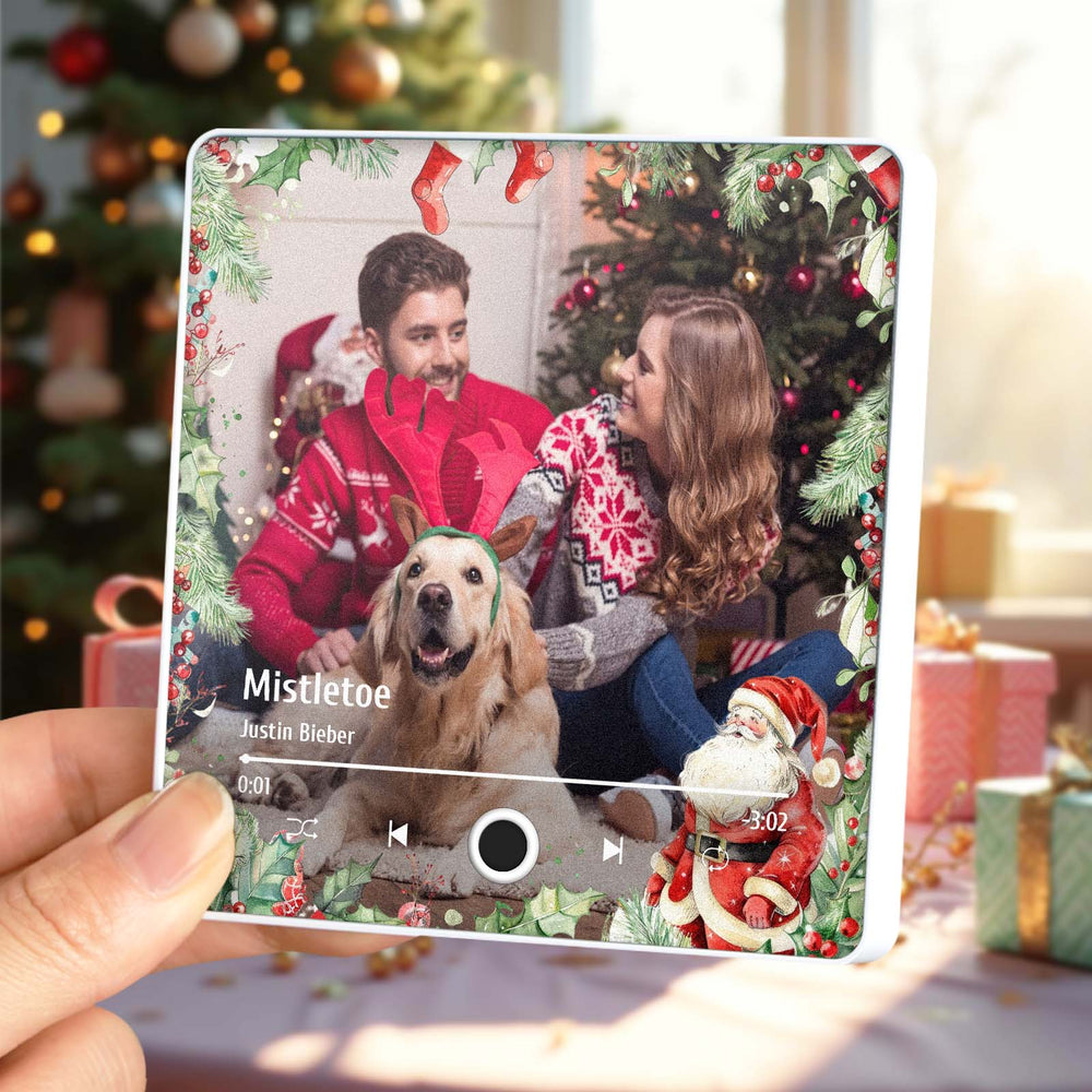 Personalized Christmas Family Photo Music Fridge Magnet Custom Music Magnets Can Play Songs Christmas Gifts for Family