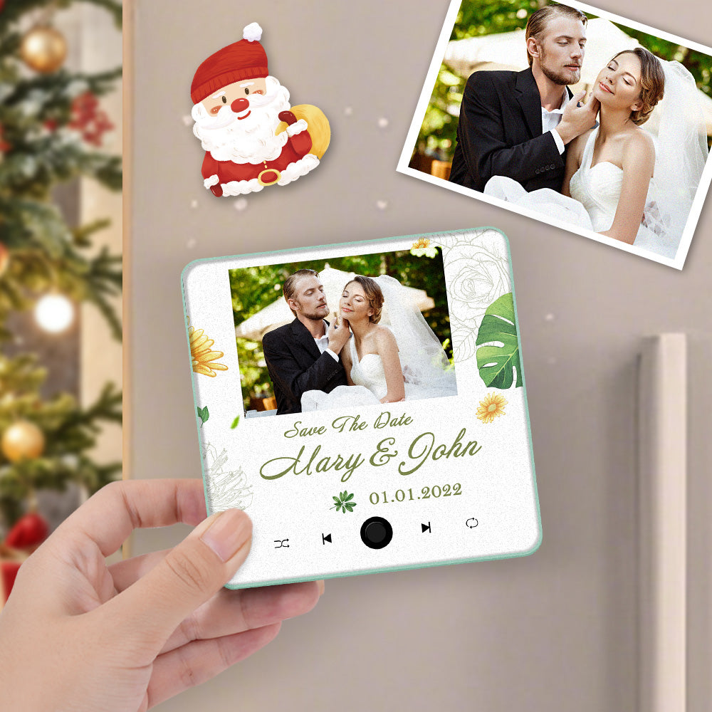 Personalized Wedding Music Fridge Magnet Christmas Gift for Couples Custom Music Magnets Can Play Songs