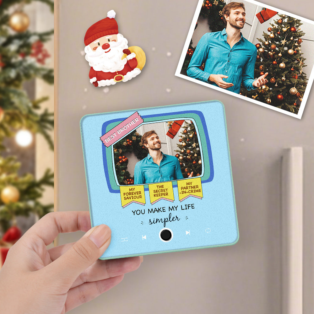 Personalized Photo Music Fridge Magnet Christmas Gift for Sisters and Brothers Custom Music Magnets Can Play Songs