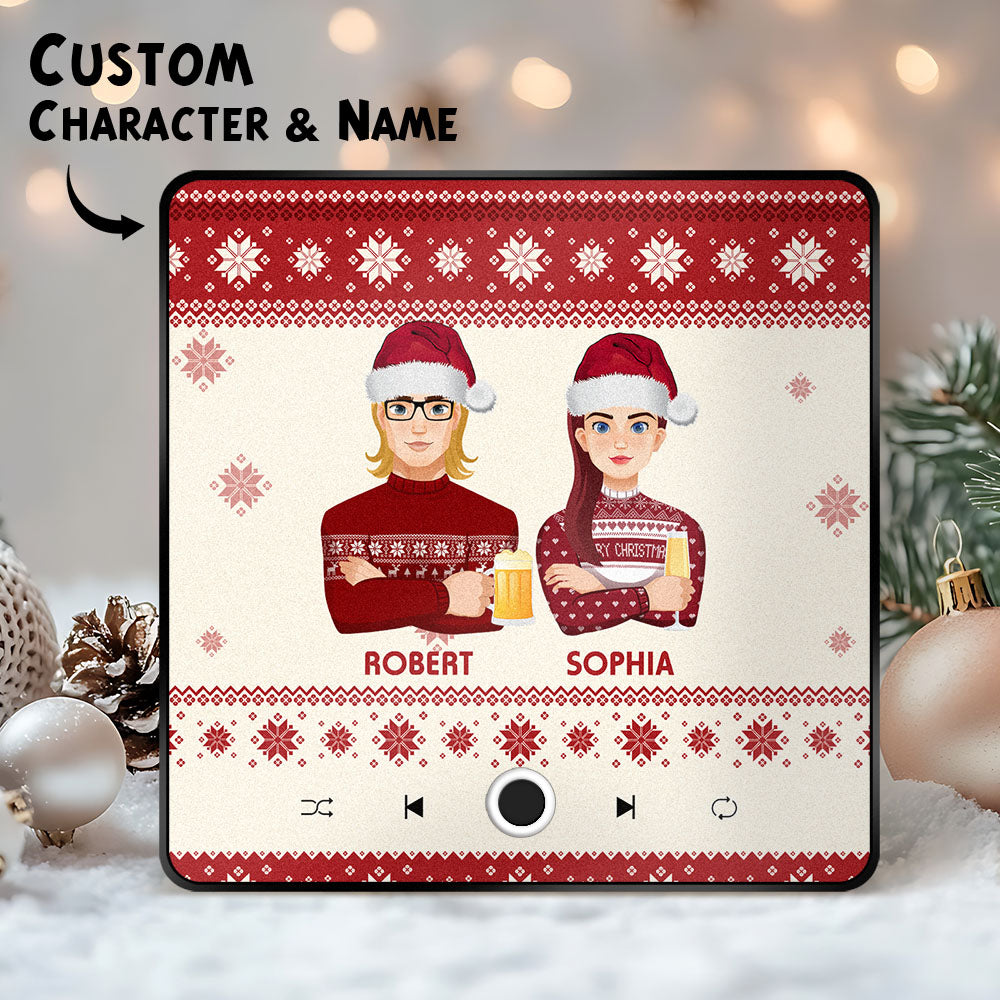 Custom Christmas Portrait Personalized Music Fridge Magnet Merry Christmas Magnets Can Play Songs Christmas Gift Family Gifts