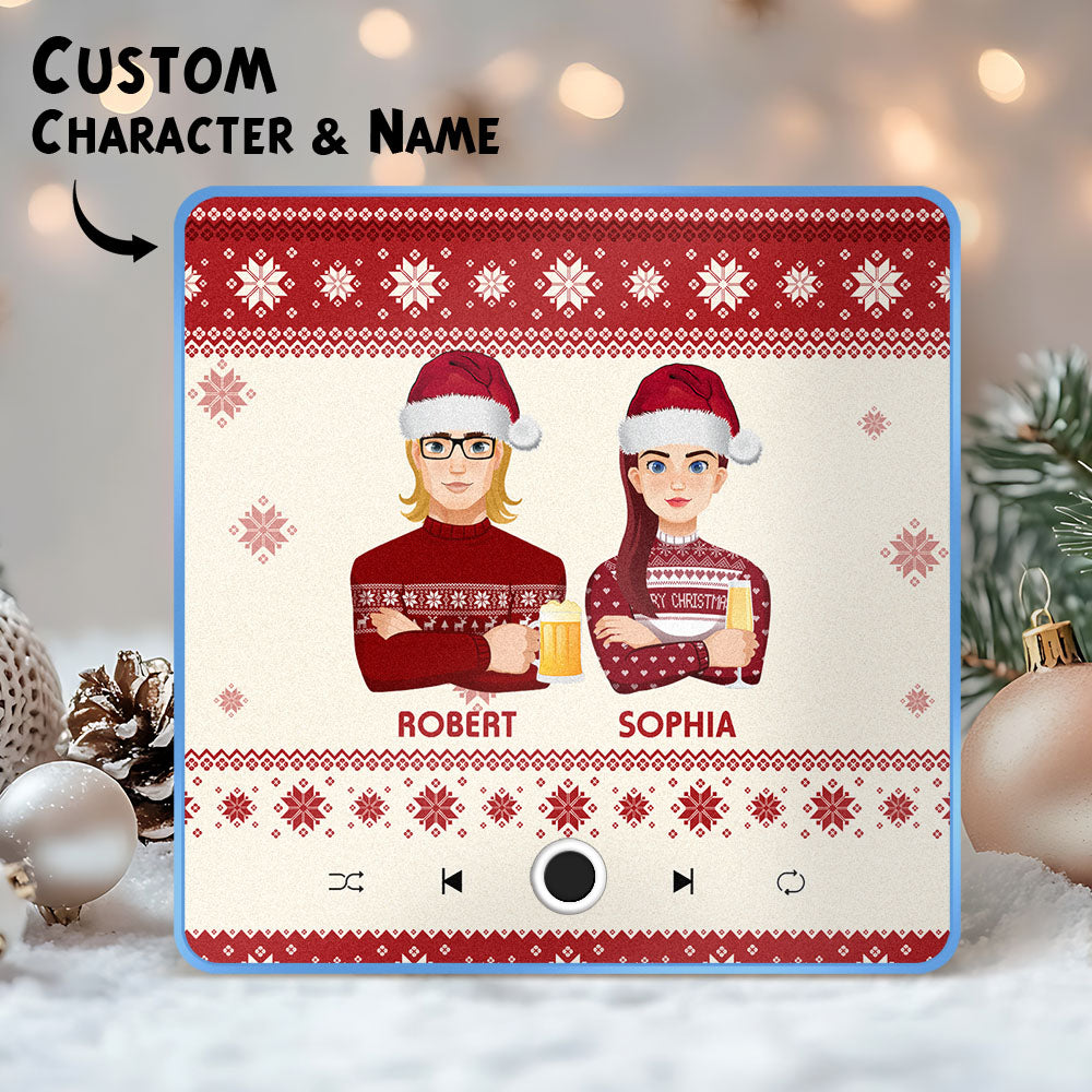 Custom Christmas Portrait Personalized Music Fridge Magnet Merry Christmas Magnets Can Play Songs Christmas Gift Family Gifts