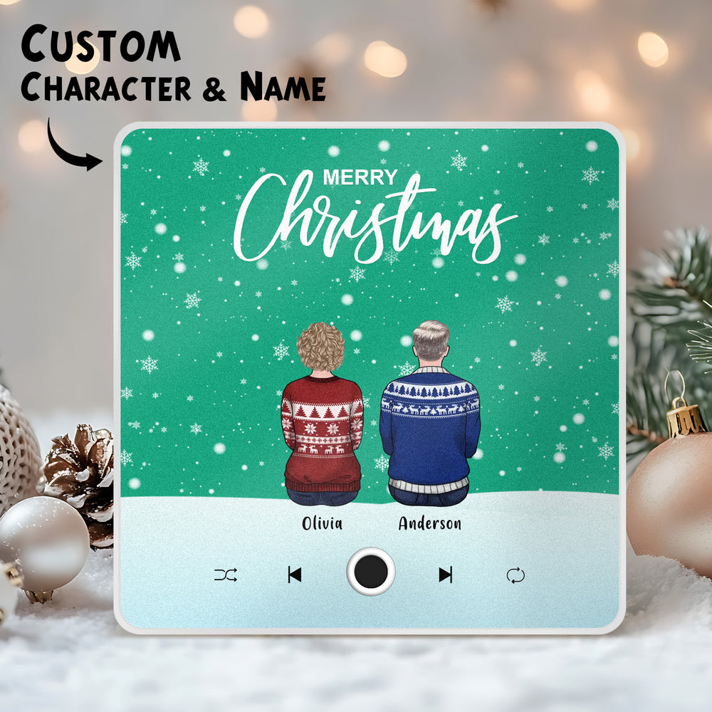 Custom Family Portrait Personalized Music Fridge Magnet Merry Christmas Custom Music Magnets Can Play Songs Christmas Gift Family Gifts