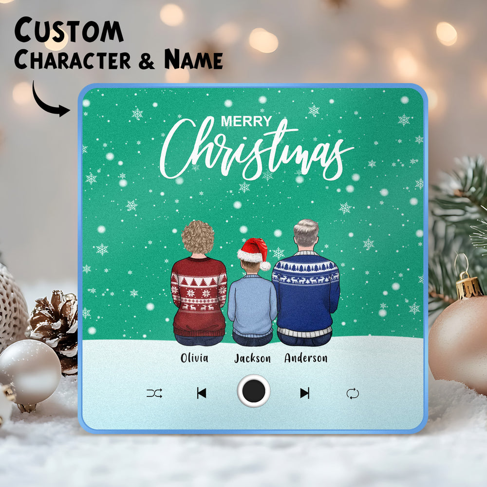 Custom Family Portrait Personalized Music Fridge Magnet Merry Christmas Custom Music Magnets Can Play Songs Christmas Gift Family Gifts