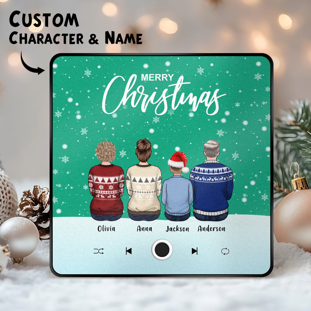 Custom Family Portrait Personalized Music Fridge Magnet Merry Christmas Custom Music Magnets Can Play Songs Christmas Gift Family Gifts