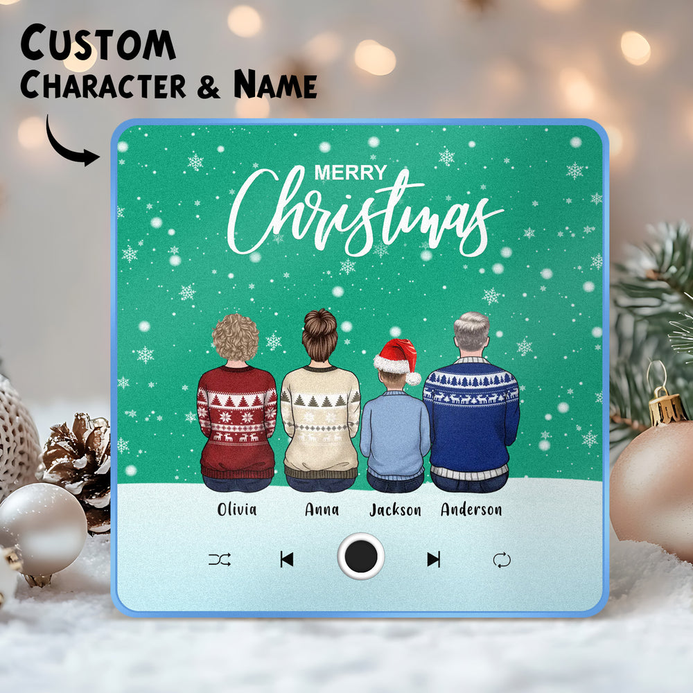 Custom Family Portrait Personalized Music Fridge Magnet Merry Christmas Custom Music Magnets Can Play Songs Christmas Gift Family Gifts