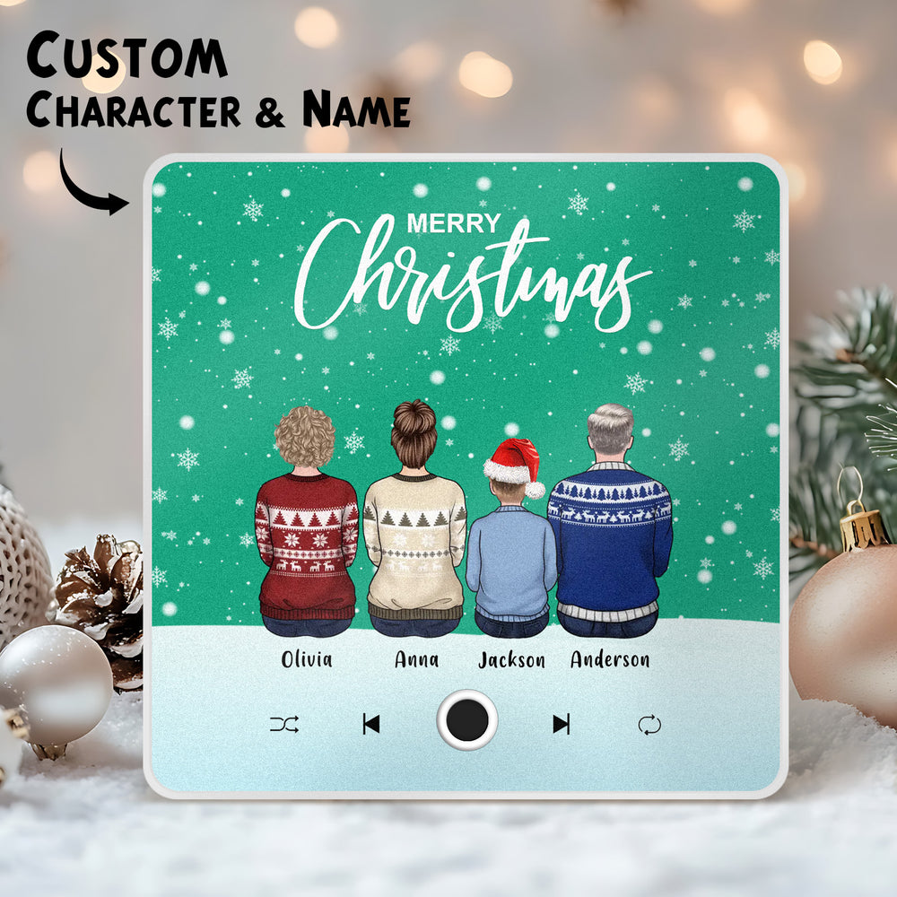 Custom Family Portrait Personalized Music Fridge Magnet Merry Christmas Custom Music Magnets Can Play Songs Christmas Gift Family Gifts