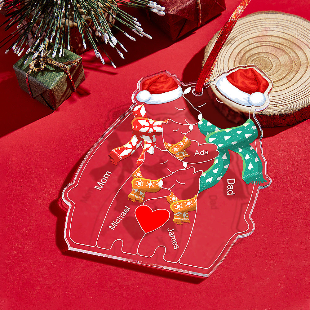 Personalized Names Christmas Bear Family Acrylic Ornament Custom Christmas Keepsake Ornament Christmas Gift Decor