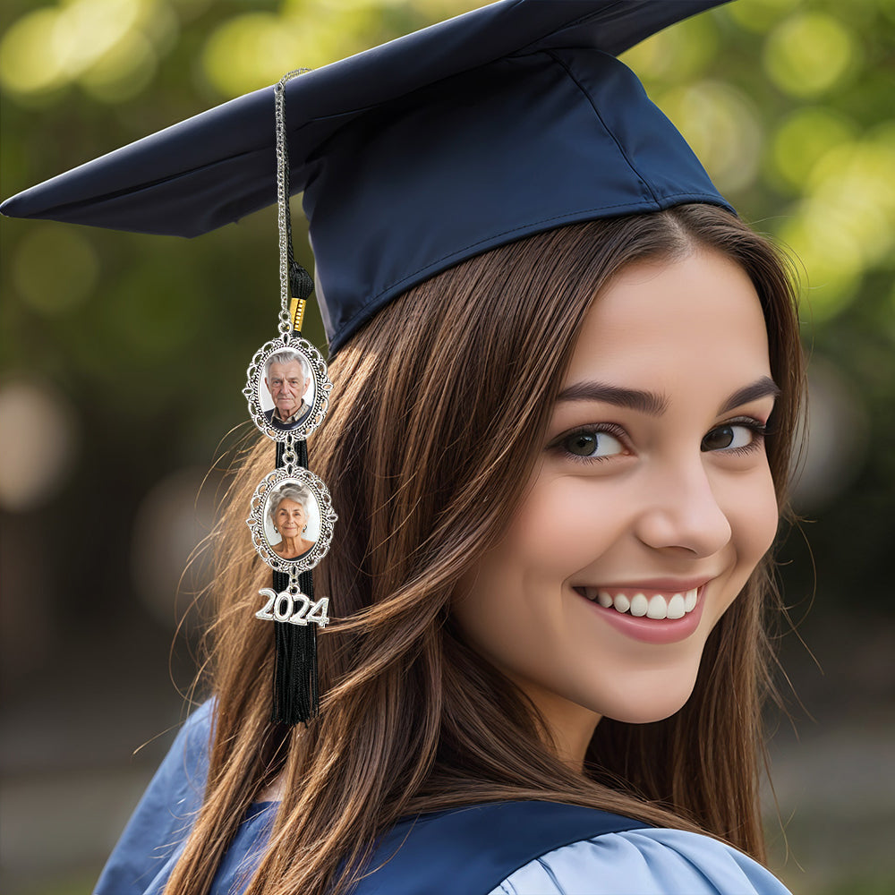 Personalized Graduation Photo Memorial Tassel Charm 2024 Grad Cap Graduation Gift