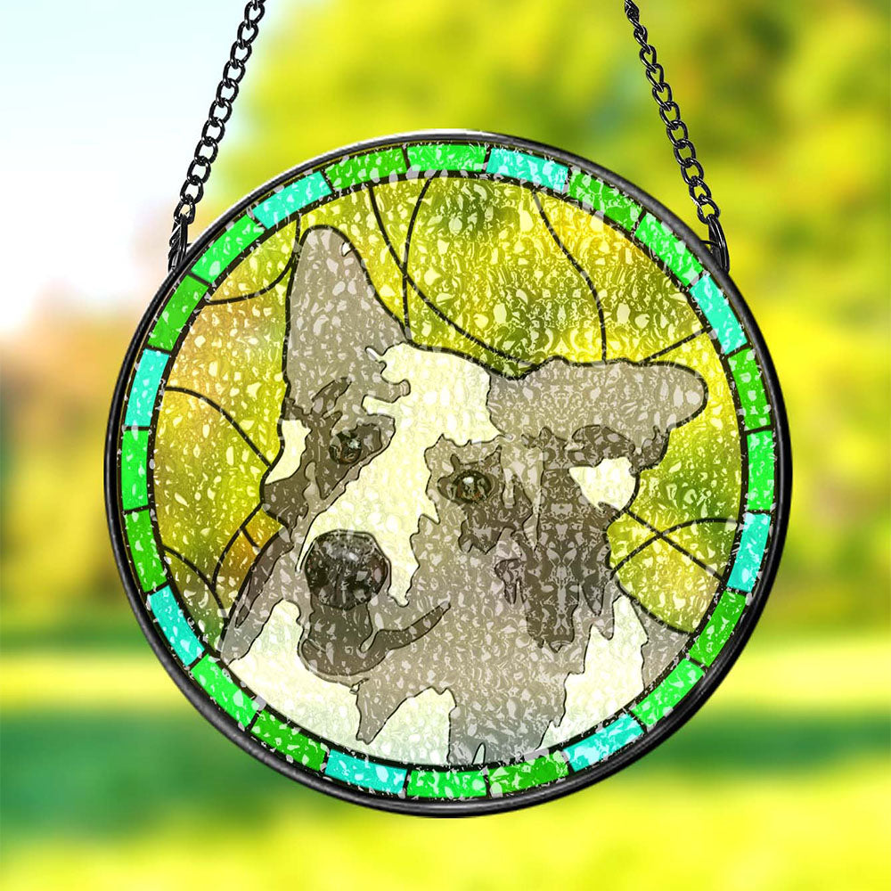 Custom Stained Glass Pet Portrait Suncatcher | Memorial Gift for Pet Owners