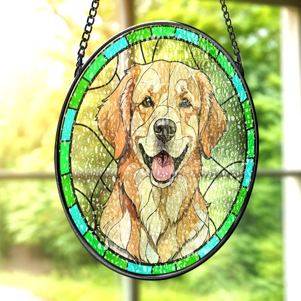 Personalized Pet Portrait Stained Glass Suncatcher | Dog Memorial Ornaments | Unique Gifts for Pet Lovers