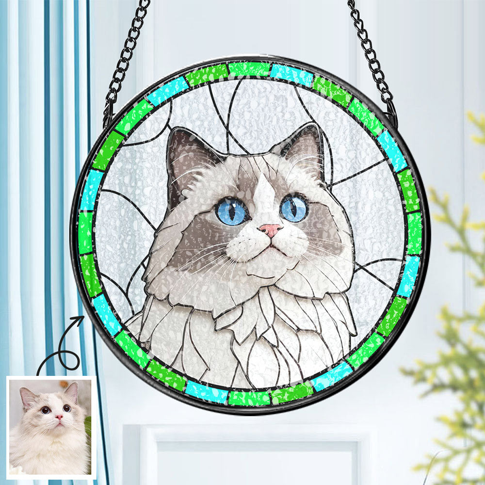 Custom Pet Portrait Art Suncatcher Stained Glass Ornament Dog Memorial Gifts for Pet Lovers