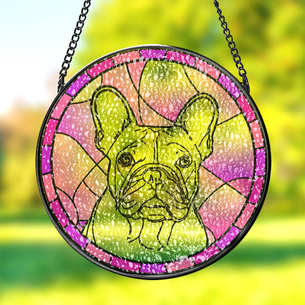 Custom Pet Portrait Stained Glass Suncatcher | Memorial Gifts for Pet Lovers