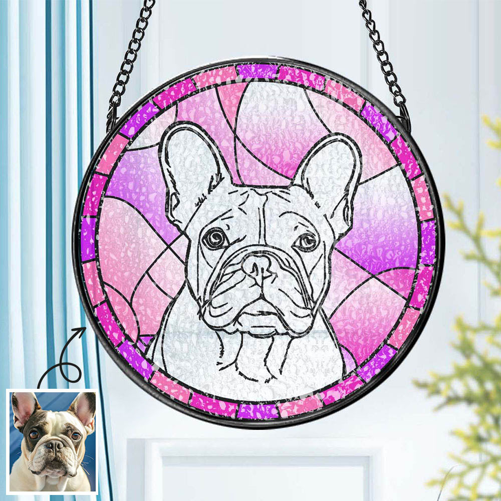 Custom Pet Portrait Stained Glass Suncatcher | Memorial Gifts for Pet Lovers