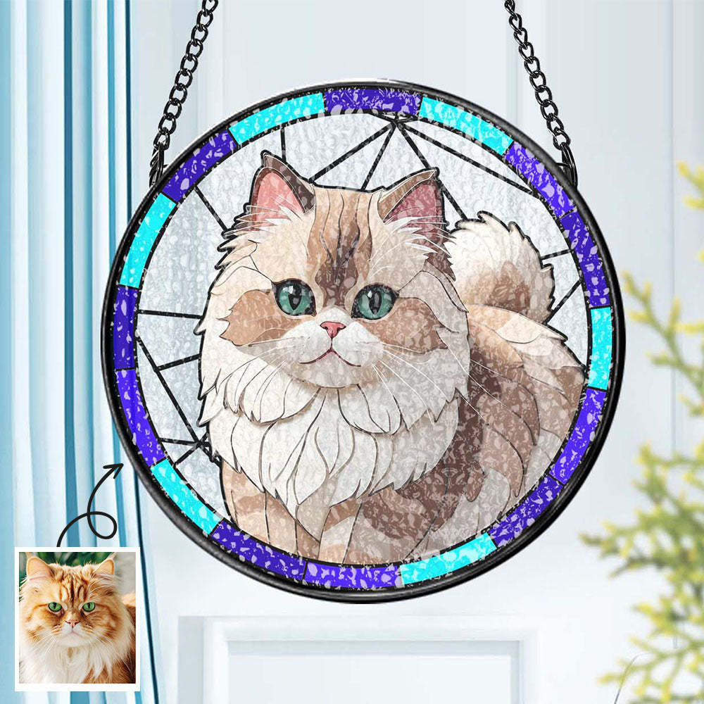 Custom Pet Stained Glass Suncatcher Memorial Gift for Pet Lovers