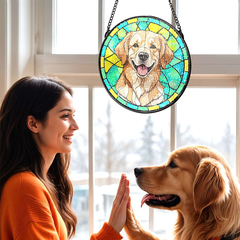 Personalized Pet Stained Glass Suncatcher Memorial Ornament ¨C A Heartfelt Remembrance Gift for Pet Lovers