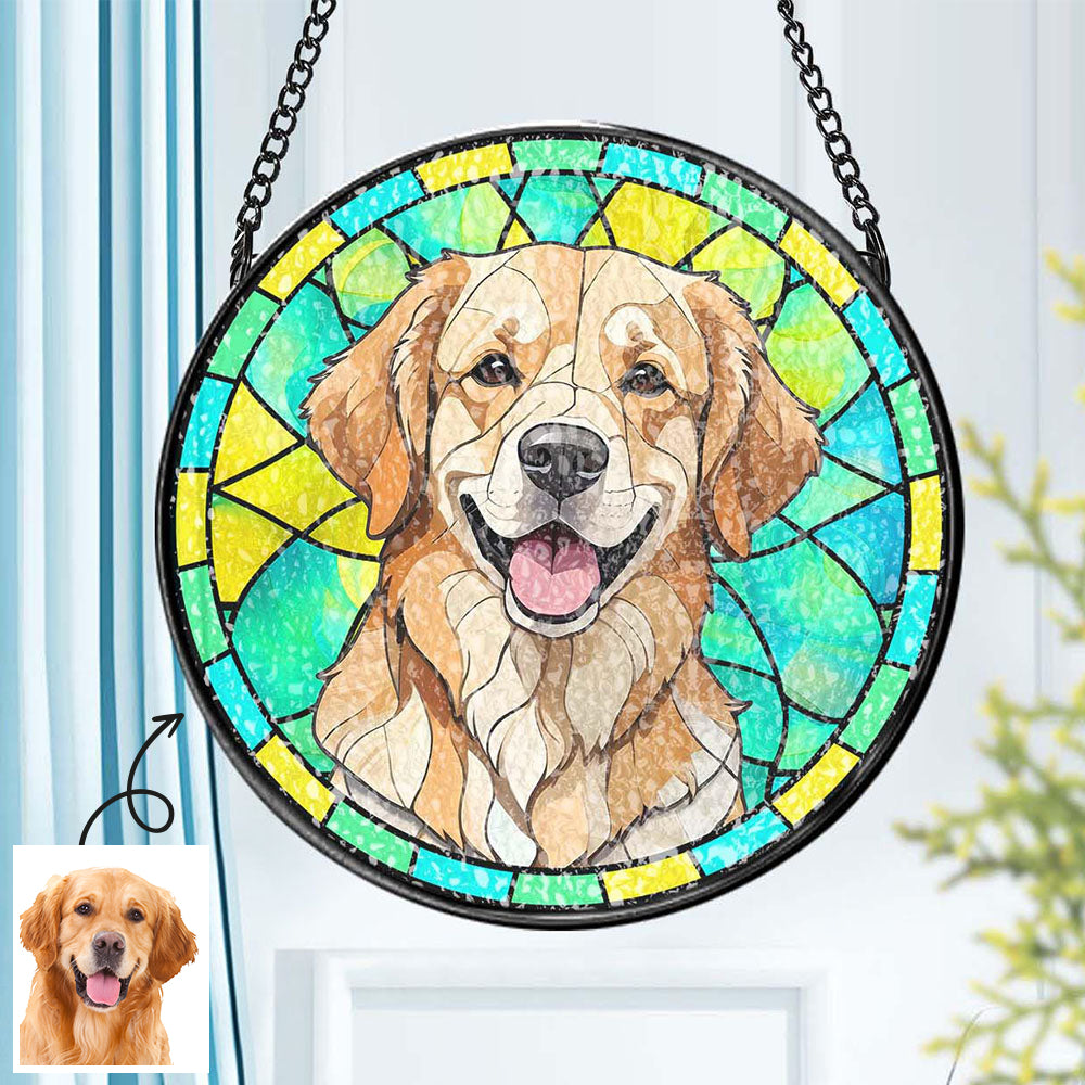 Personalized Pet Stained Glass Suncatcher Memorial Ornament ¨C A Heartfelt Remembrance Gift for Pet Lovers