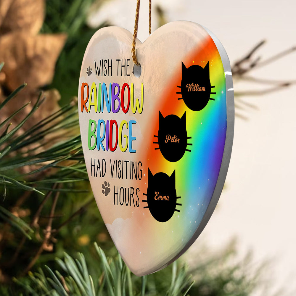 Personalized Heart Cat Ornament Wish The Rainbow Bridge Had Visiting Hours Ornament for Cat Memorial Gift