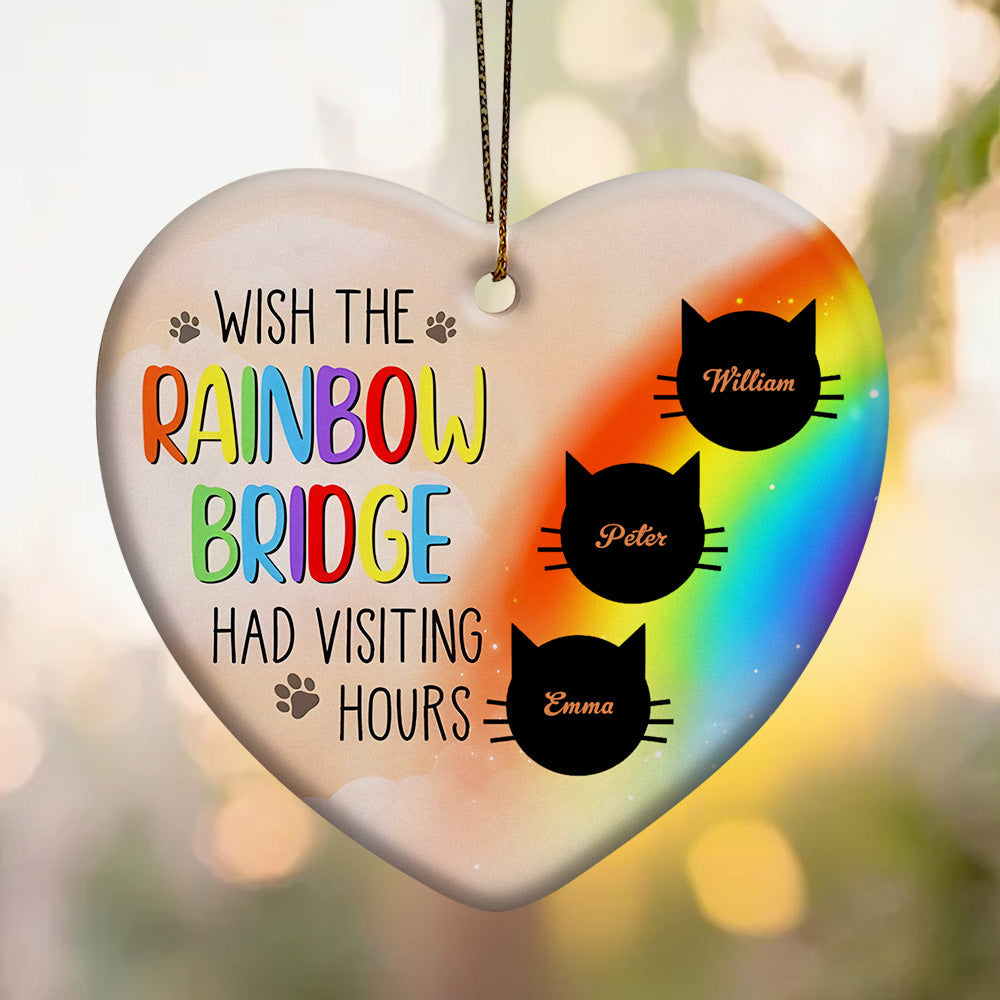 Personalized Heart Cat Ornament Wish The Rainbow Bridge Had Visiting Hours Ornament for Cat Memorial Gift